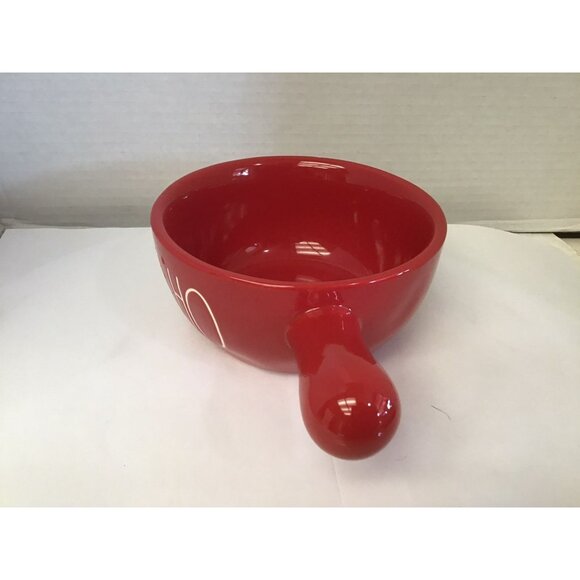 Rae Dunn by Magenta Red Soup Bowl with Handle Santa HO HO HO 5" x 3" Artisan Col - Picture 7 of 7